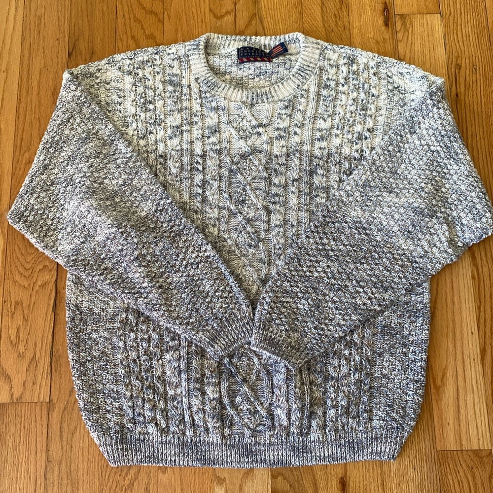 American Priority Sweater made USA cable knit fisherman